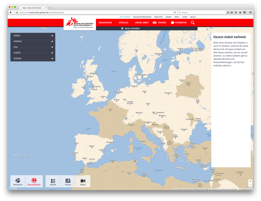 Geovisualisierung – Beispiel Ärzte ohne Grenzen Geovisualisierung – Beispiel Ärzte ohne Grenzen