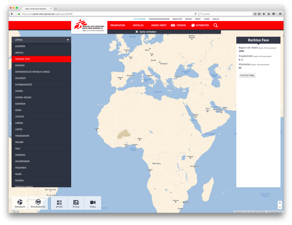 Geovisualisierung – Beispiel Ärzte ohne Grenzen Geovisualisierung – Beispiel Ärzte ohne Grenzen